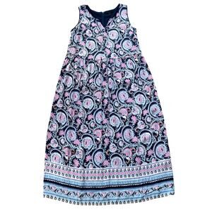 Talbots Paisley Floral Print Maxi Dress Size 14W Sleeveless Vacation